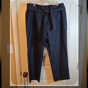 The Limited Indigo blue belted highwaisted wide-leg career pants